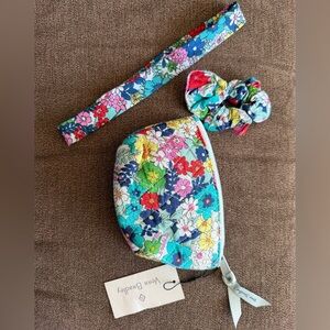 Floral Quilted Coin Purse with Matching Headband & Scrunchie - Multicolor